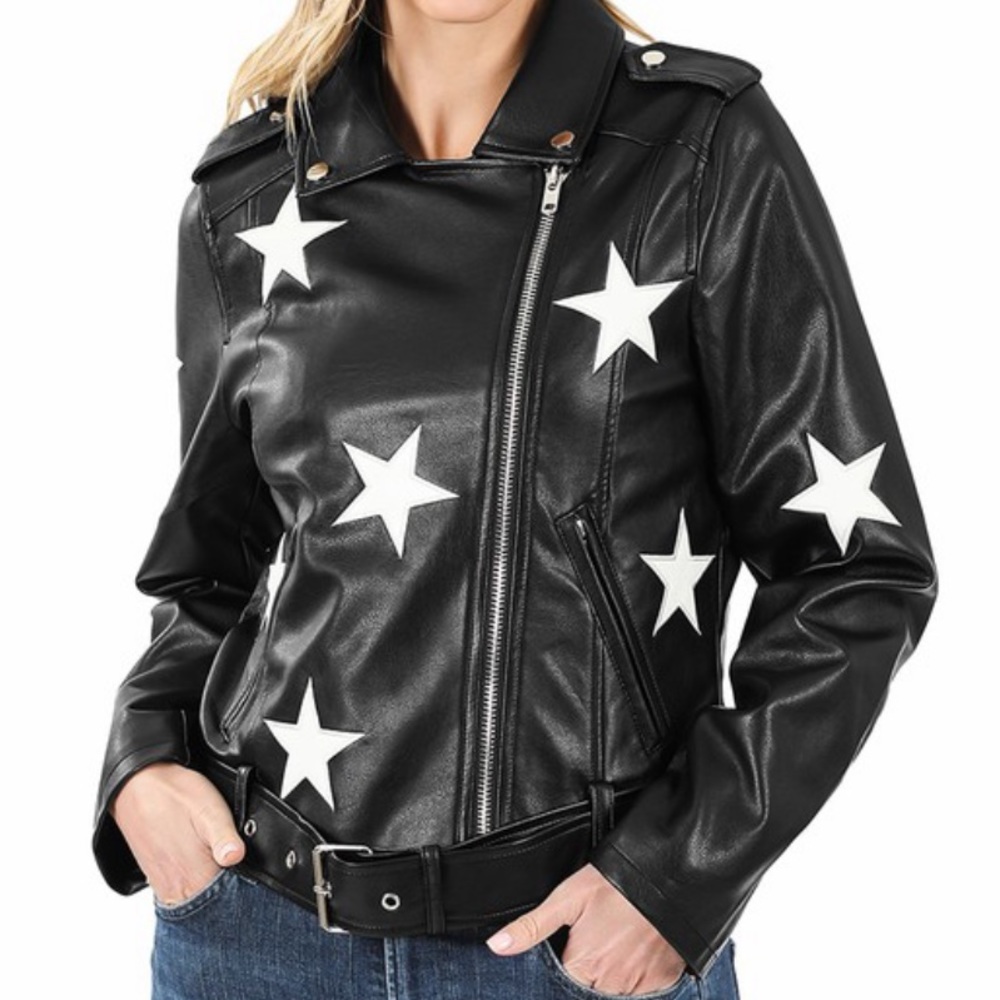 Star Vegan Leather Jacket - Picture 2 of 15